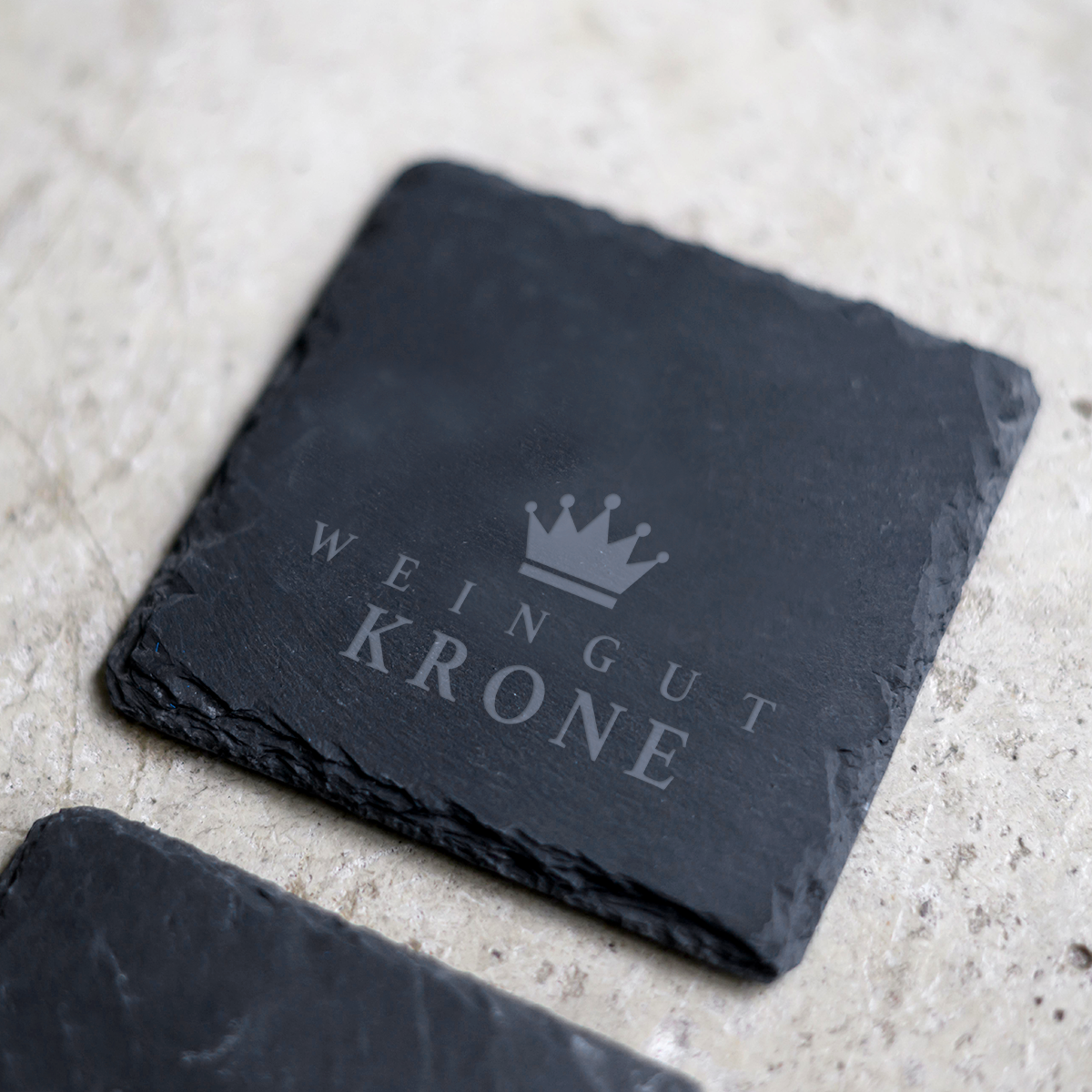 4er Set Schieferuntersetzer mit Gravur